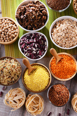 Composition with different kinds of dry food products