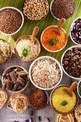 Composition with different kinds of dry food products