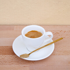 A cup of hot espresso black coffee