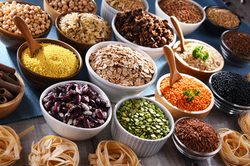 Composition with different kinds of dry food products