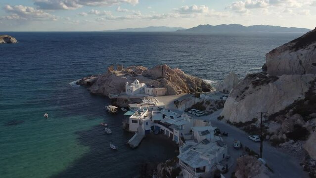 Firopotamos Village and Beach in Milos, Cyclades Island in Aegean Sea, Greece