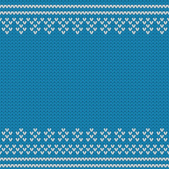 Blue and white knitted seamless pattern