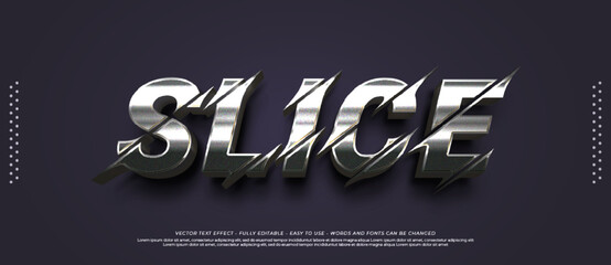 Slice 3d text editable style metal effect template