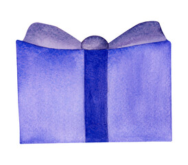 Watercolor Christmas gift box. Watercolor Christmas illustration. For Christmas design, postcard design.