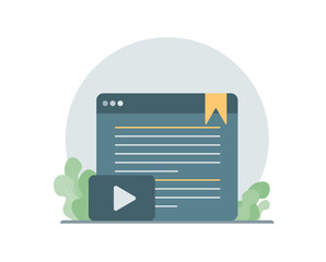 Video content. Play, media, entertainment, streaming, social, blog. Perfect vector graphics