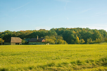 Peasant house in beautiful natural surroundings.Sunny autumn day.