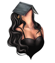 Girl with a book on her head. Isolated PNG