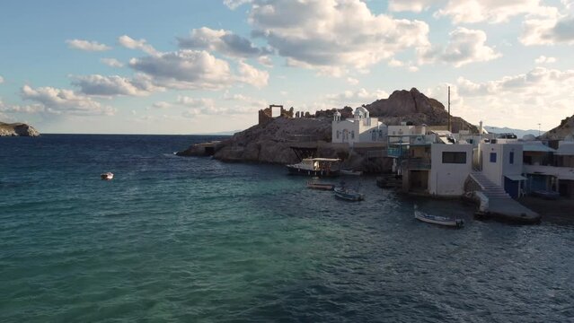 Firopotamos Village and Beach in Milos, Cyclades Island in Aegean Sea, Greece