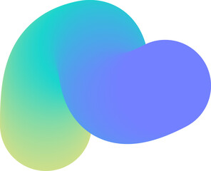 Abstract 3d object isolated on white background. Trendy turquoise, green and blue gradient Pastel figure