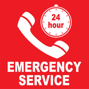 24 Hour Emergency Service Vector Illustration.