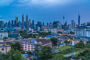 Cityscape of Kuala Lumpur during sunset and blue hours