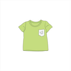 Baby t-shirt template in green color with shirt pocket design for baby template design