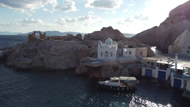 Firopotamos Village and Beach in Milos, Cyclades Island in Aegean Sea, Greece