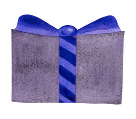 Watercolor gift box. Watercolor Christmas illustration. For Christmas design, postcard design.