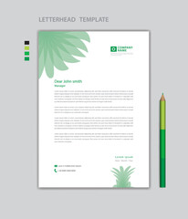 Creative Letterhead template vector, minimalist style, printing design, business advertisement layout, Green concept background, simple letterhead template mock up, company letterhead design