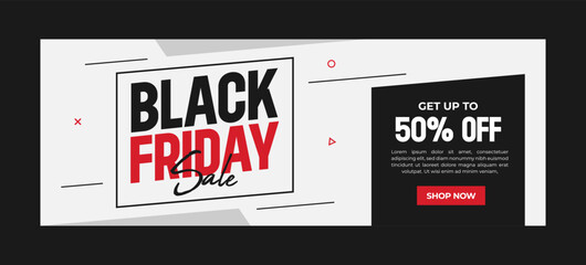 Black friday sale banner web banner social media cover with black and red background