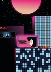 illustration Anime city 8 bit
