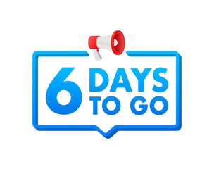 6 Days to go. Countdown timer. Clock icon. Time icon. Count time sale. Vector stock illustration.