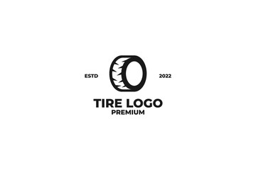 Obraz premium Flat tire logo design vector illustration