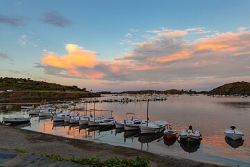boats at sunset