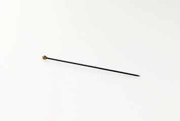 Insect pin isolated on white, special needle for pricking insects for entomological collections close-up
