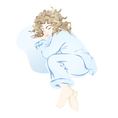 image, with a sleeping cute girl on a white background