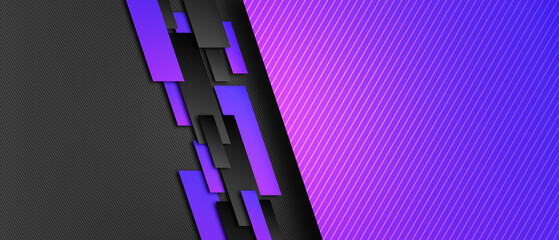 Abstract technology template geometric diagonal overlapping separate contrast purple and black background
