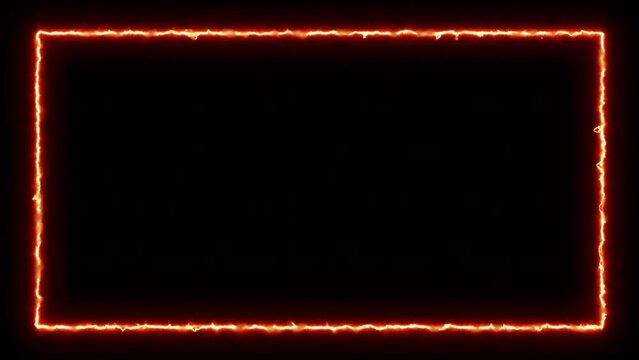Glow light fire energy border frame with 3d rendering.