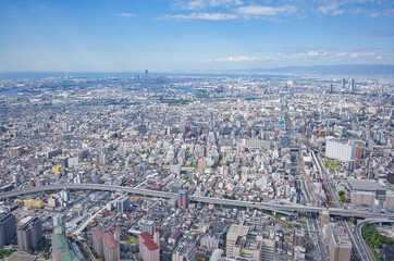 Fototapeta na wymiar Osaka city view from the skyscraper in Tennoji, Osaka, Japan