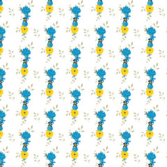 Floral pattern. Yellow and blue flowers.