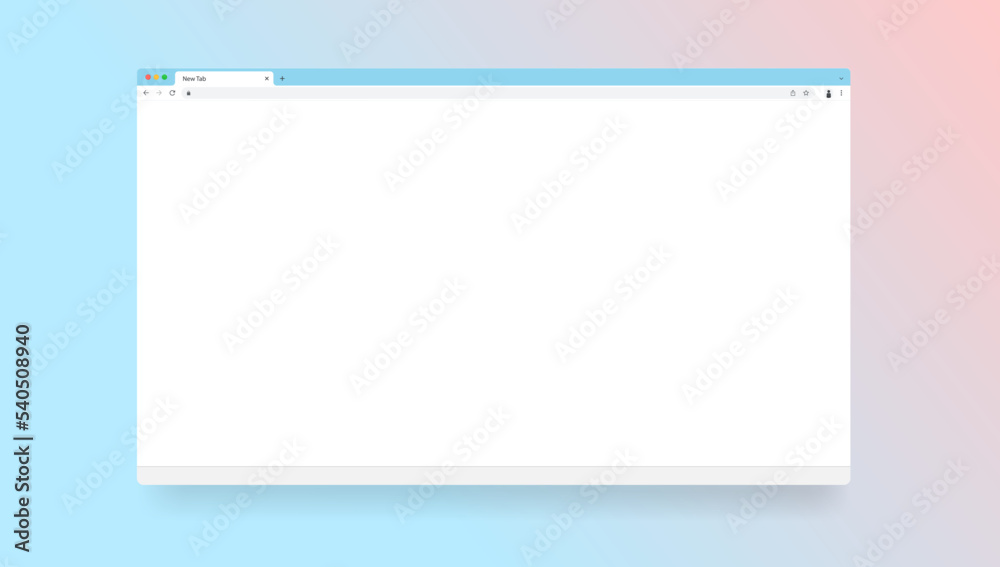 Poster Web browser window - Blank empty unbranded internet frame on gradient background. Realistic vector illustration