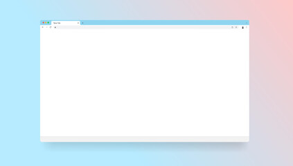 Web browser window - Blank empty unbranded internet frame on gradient background. Realistic vector illustration