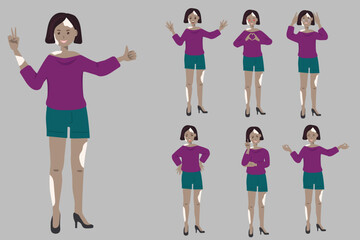 Fototapeta premium African american girls with different emotions and vitiligo skin.