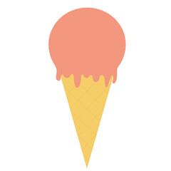 simple flat red icecream in waffle cone