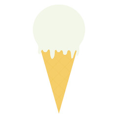 simple flat white icecream in waffle cone