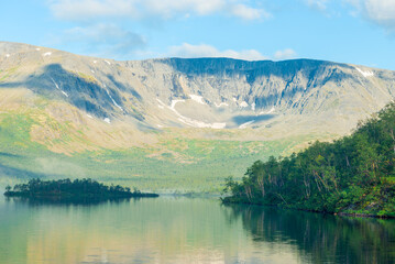 Fototapeta premium Panoramic view of the lake in the mountains