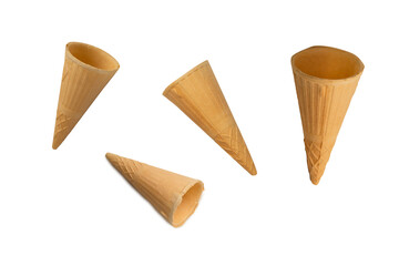 Waffle cone isolated on white background.