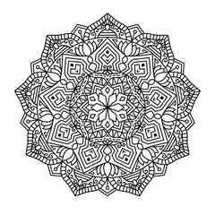 Mandala Shape for Coloring Book. For Beginner, seniors and children. Hand Draw. Vector Mandala. Floral. Flower. Oriental. Book Page. Decoration in ethnic oriental. Outline.