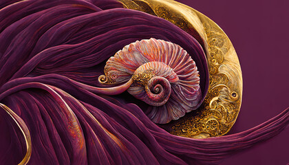 Ancient, beautiful, old nautilus of our fertile imagination. So beautiful for all your projects. Illustration. Generative AI