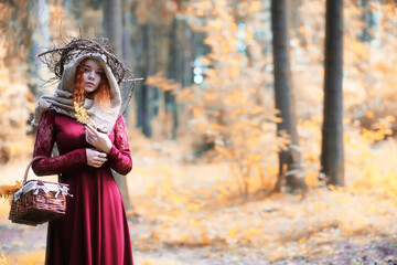 Fortune-teller conducts a ritual autumn