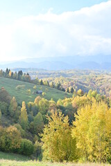 Fototapeta premium Autumn season day time aspects at mountain location