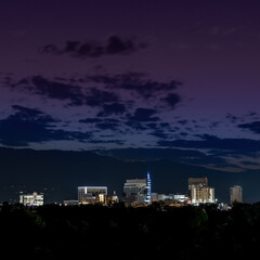 Fototapeta premium Square crop of Boise skyline at night