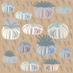 seamless background with clouds pumpkins christmas