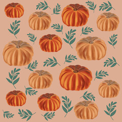 seamless background with pumpkins christmas