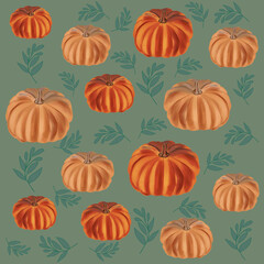 seamless background with pumpkins christmas