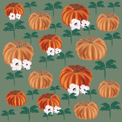 seamless pattern with pumpkins