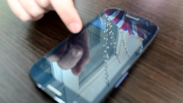 The smartphone in work. The smartphone in hands