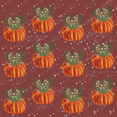 seamless halloween pattern pumpkins christmas