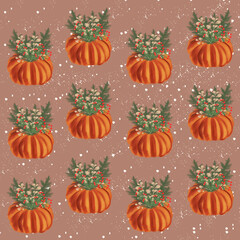 seamless halloween pattern pumpkins christmas
