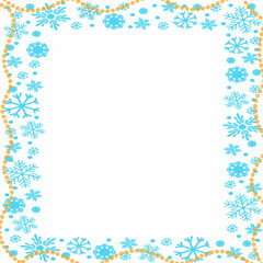 Fototapeta na wymiar christmas frame with snowflakes